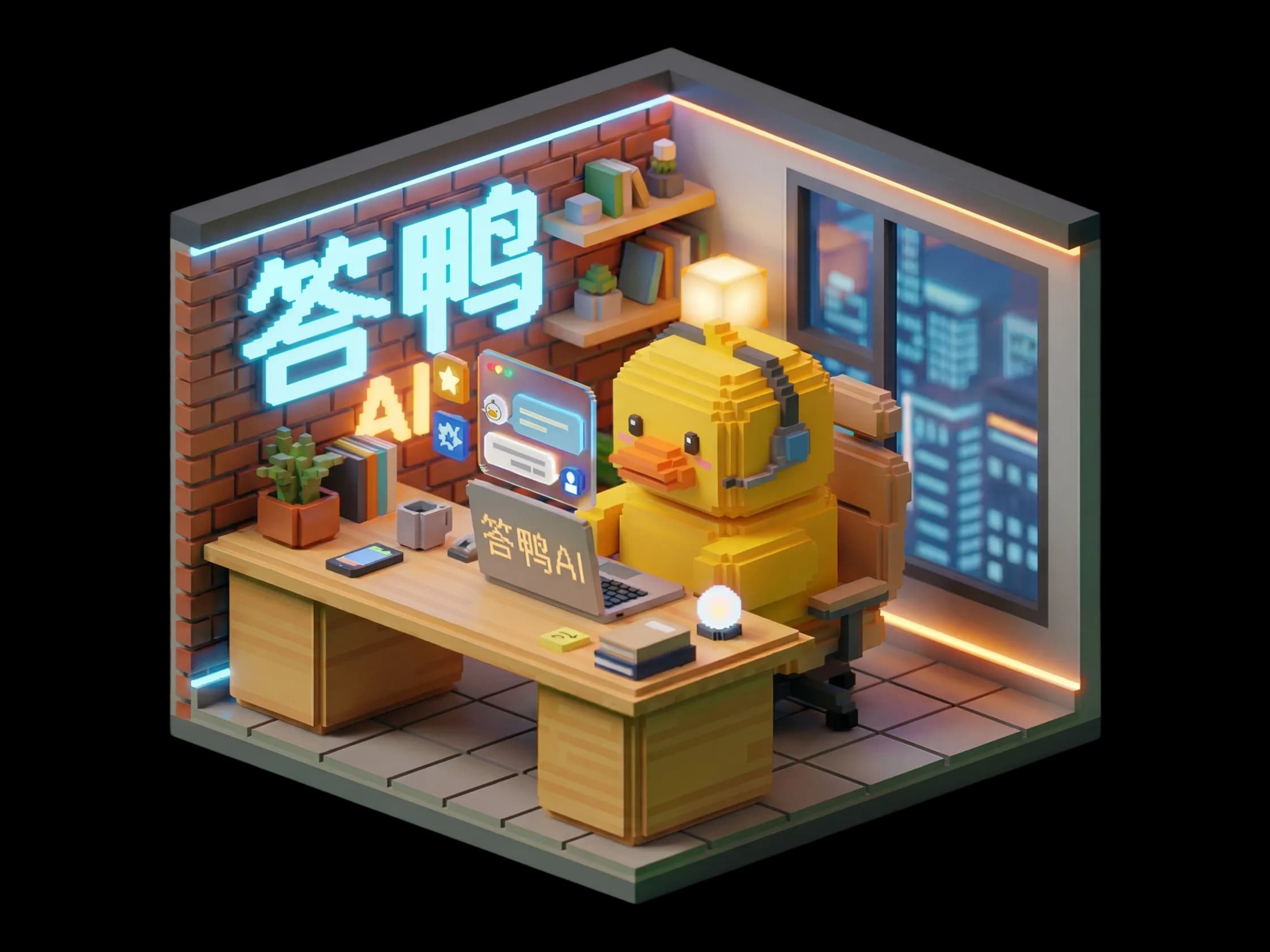 答鸭 AI 首页首屏主视觉，展示学习、工作与创作的一站式 AI 工作台